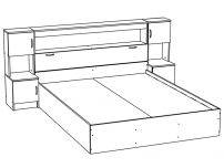 Кровать с прикроватным блоком 1600 Басса КР-552 дуб крафт серый-дуб крафт белый
